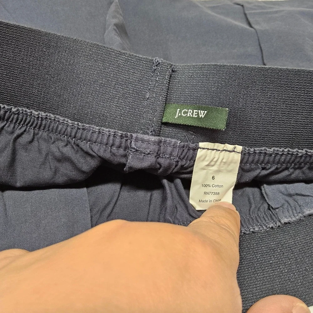 J.Crew Mini Skirt Womens 6 Navy Blue‎ Cotton Elastic Waist Pleated Pockets 28544